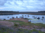Australian Bass Tournament competitors await the starters gun on a chilly winters morning at Lake Lenthall, 38 competitors caught & released hundreds of Australian bass for the 6 hours of fishing.